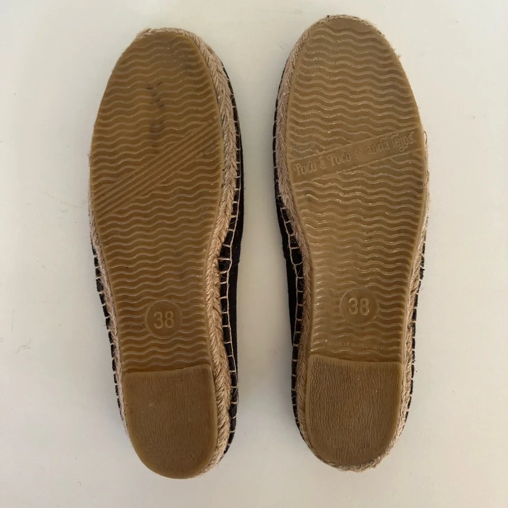 Soludos The Original Espadrille Slip On Casual Black Canvas Shoe, size 38